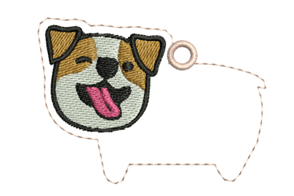 Jack Russell Tag Name Embroidery Design